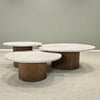 TRIO TABLE BASSE TRAVERTIN & BOIS SELENA